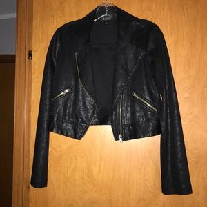 Cropped Faux Leather Jacket